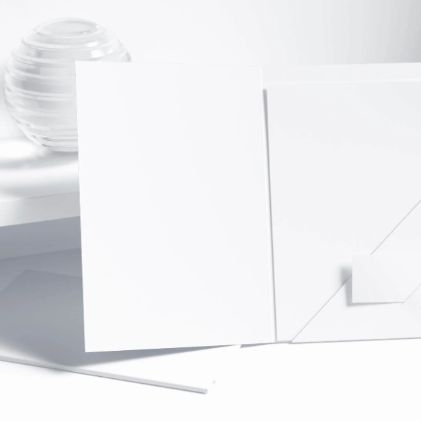 Folder and Paper with Business card Mockup