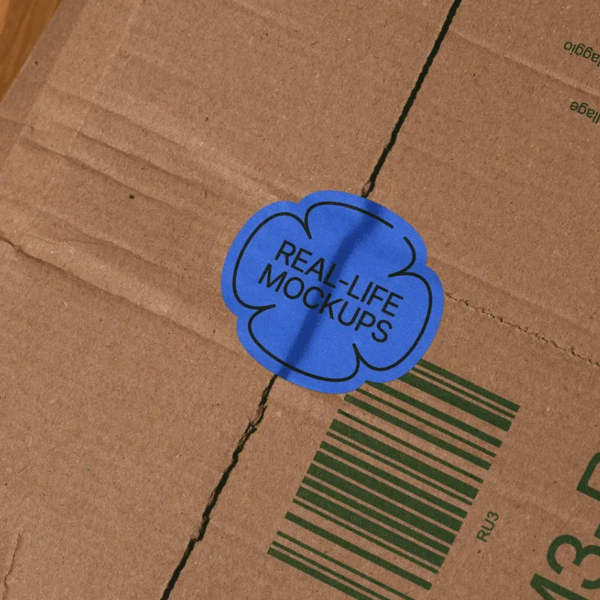 Free Box closure Sticker Mockups PSD