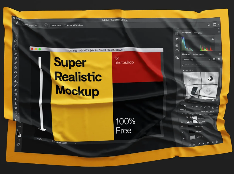 Free Fabric Wrinkled Mockup