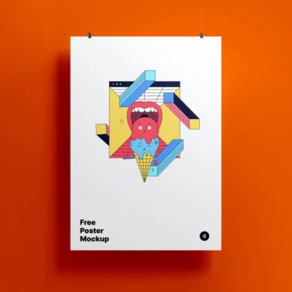 Free Hanging Poster Mockup