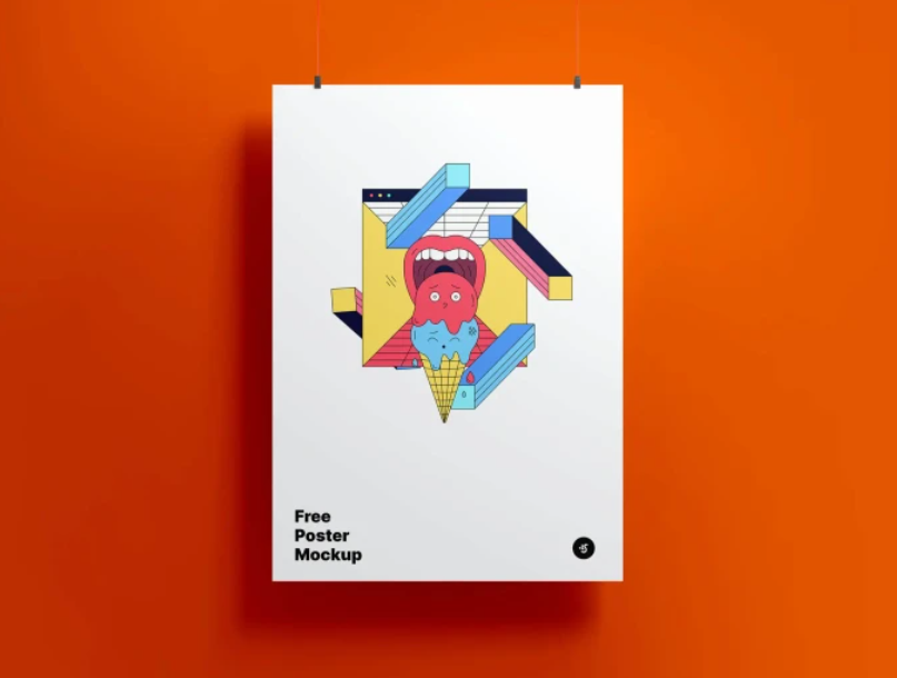 Free Hanging Poster Mockup