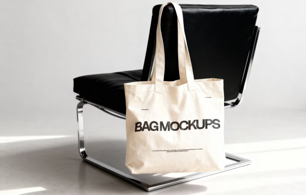 Free Tote Bag on Chair Mockup