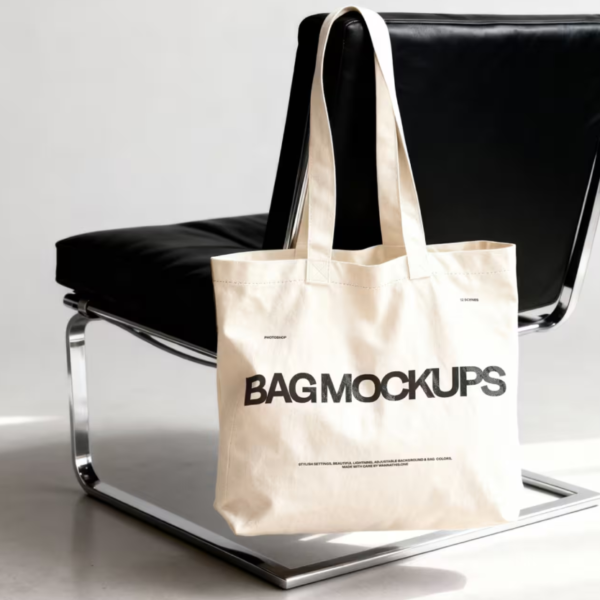 Free Tote Bag on Chair Mockup