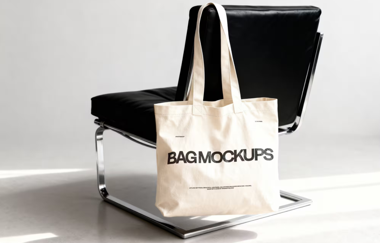 Free Tote Bag on Chair Mockup