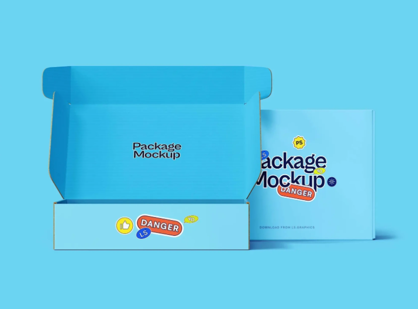 Free cardboard Packages PSD Mockup