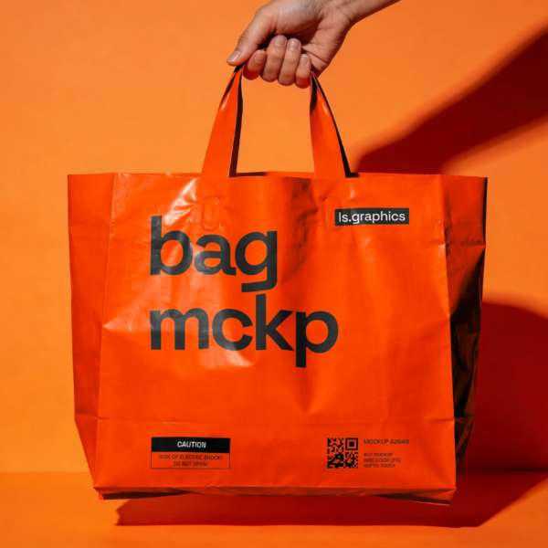 Glossy Shopping Bag Mockup in Hand PSD