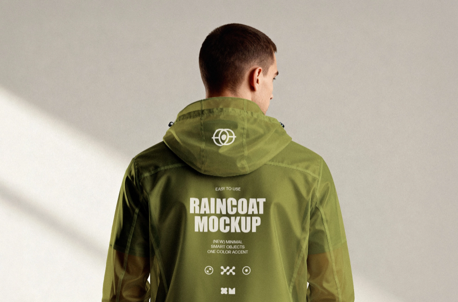Hooded Raincoat Mockup