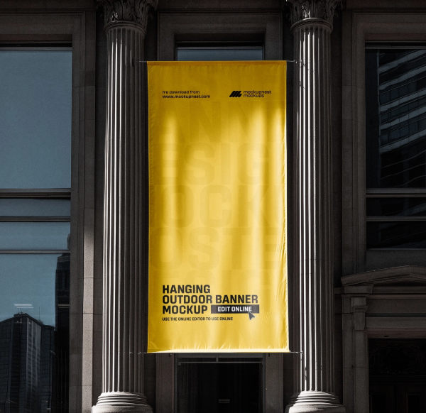 Outdoor Hanging Banner Mockup PSD