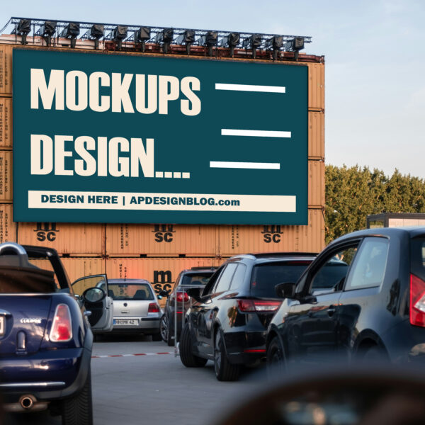 Outdoor container Billboard Mockup