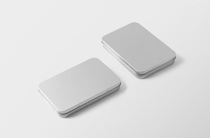 Photo Realistic Metal Boxes Mockup for Branding Presentation