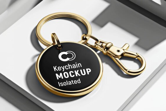 Realistic Golden Keychain Mockup PSD