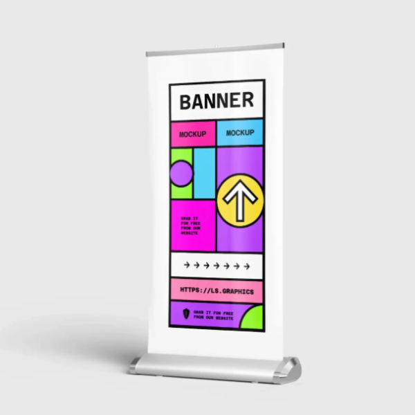 Roll Up Standing Banner Mockup PSD