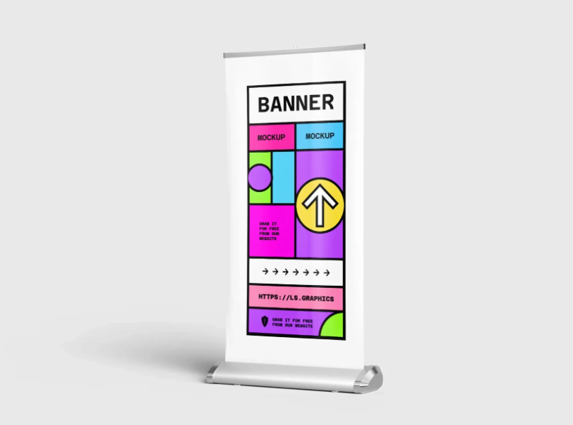 Roll Up Standing Banner Mockup PSD