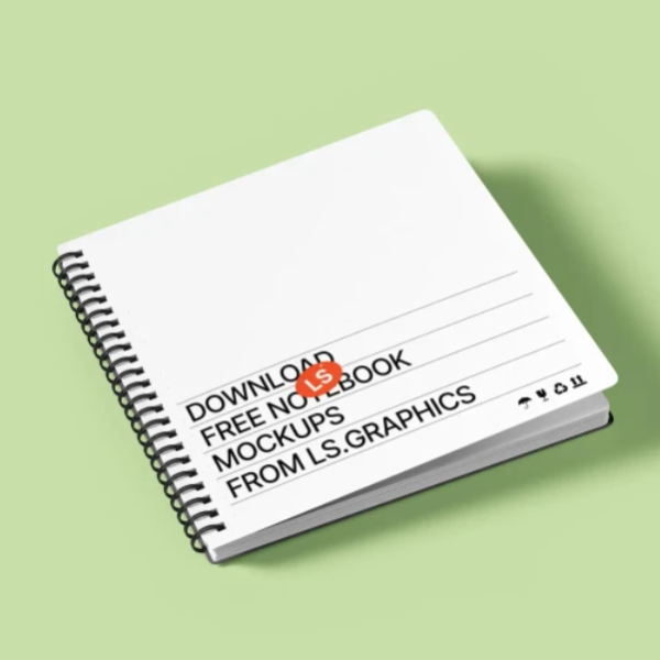 Rounded corners Spiral notepad Free Mockup PSD