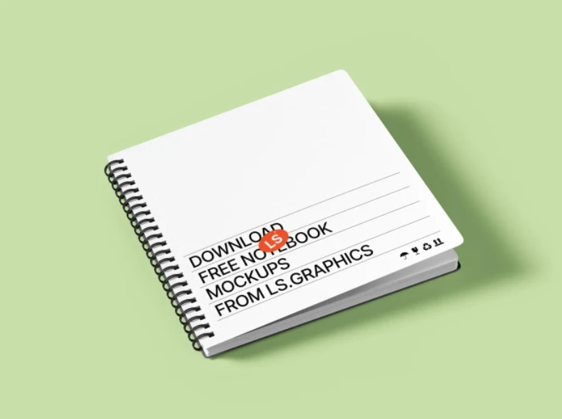 Rounded corners Spiral notepad Free Mockup PSD