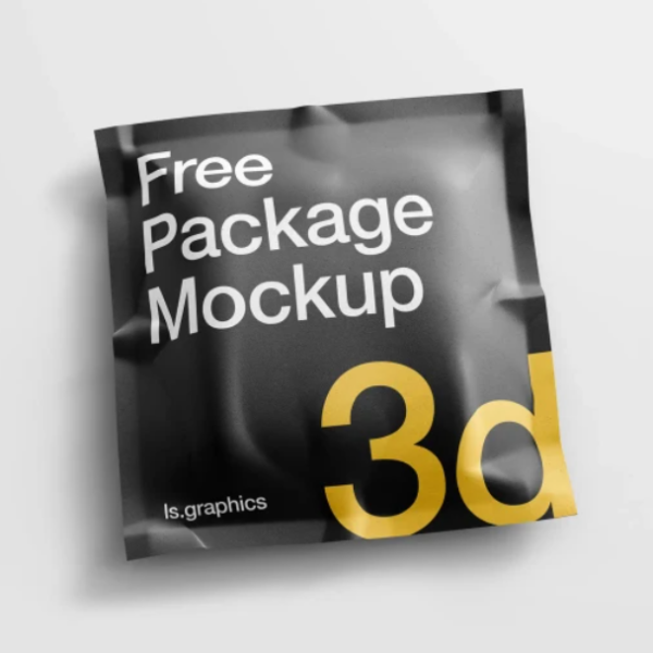 Square Pouch Realistic 3D Mockup