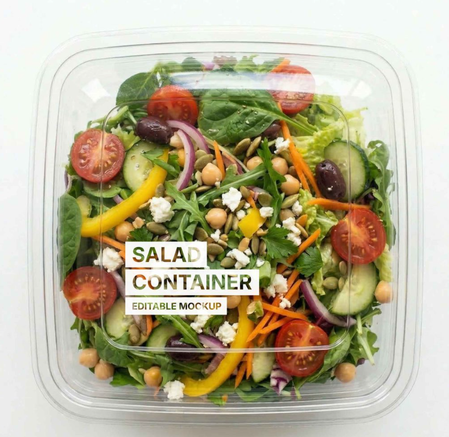 Square Salad container Mockup PSD