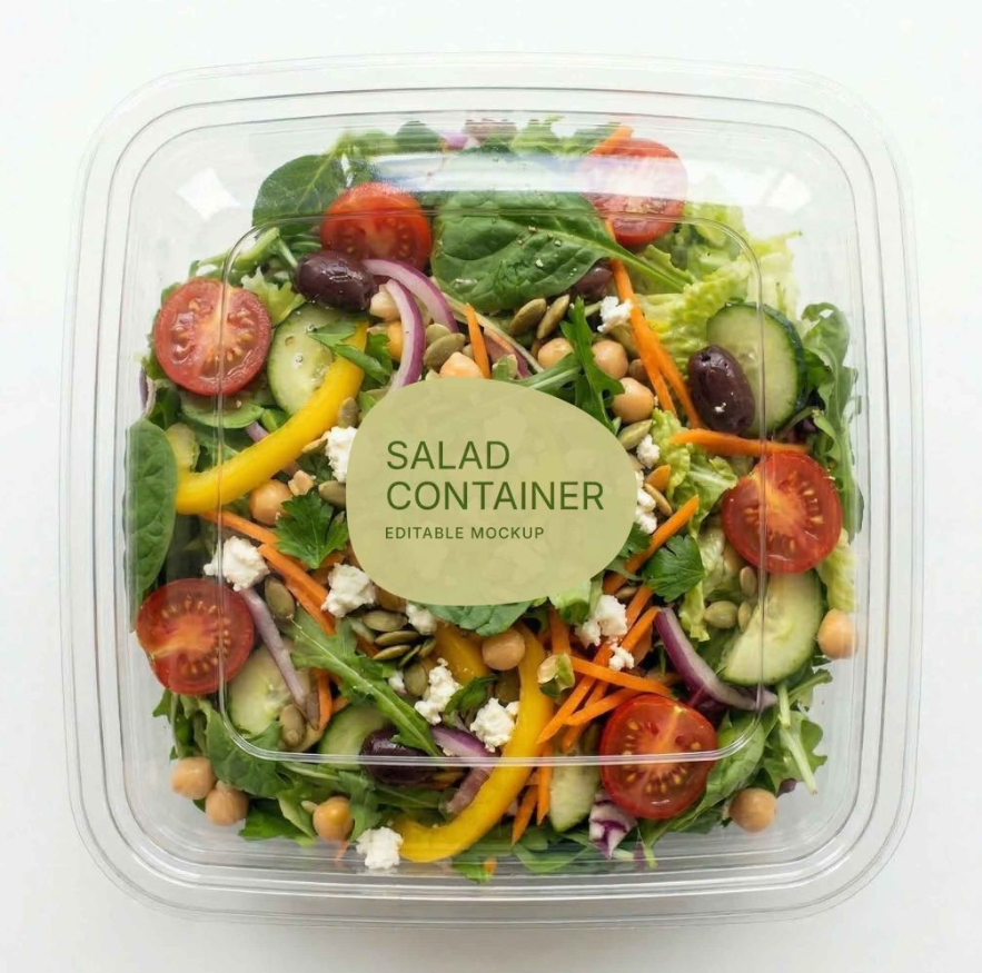 Square Salad container Mockup PSD