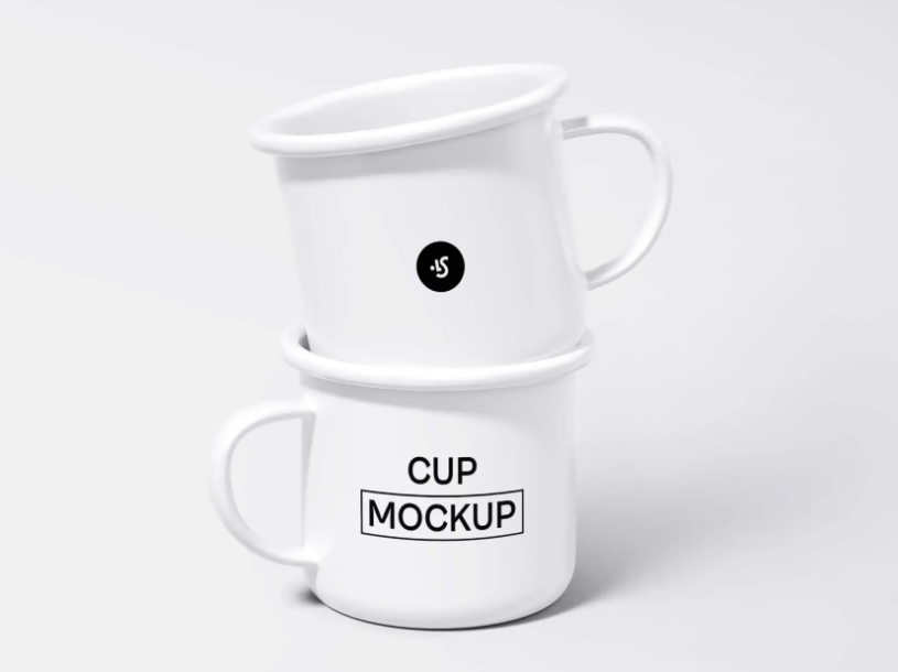 Steel Mugs Minimalistic Mockup for Branding Presentation