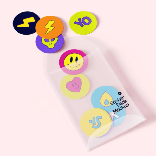 Stickers & Packaging PSD Mockup