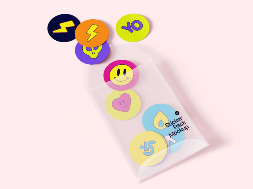 Stickers & Packaging PSD Mockup