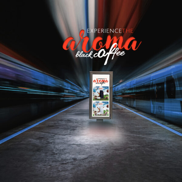 Train Station Advertising Mockup Billboard Display PSD