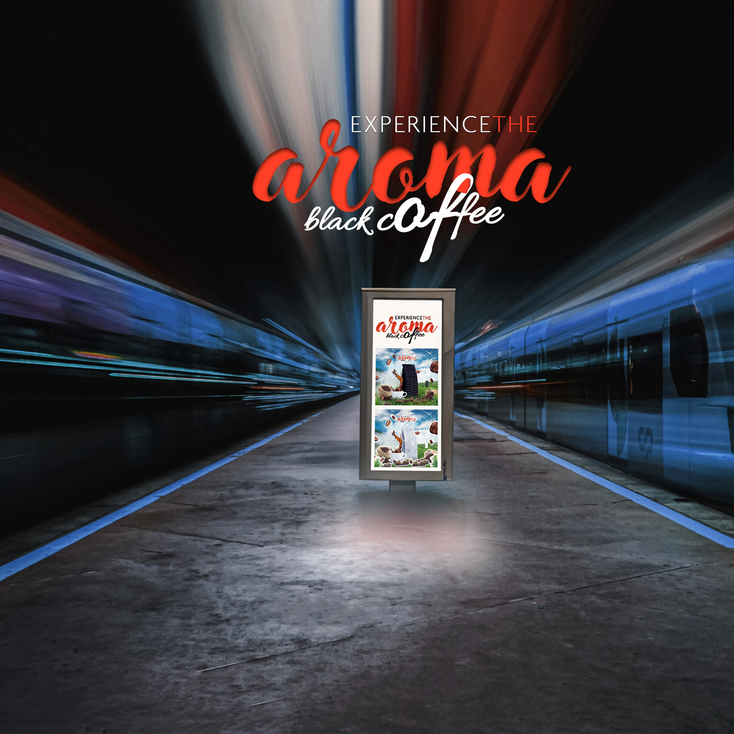 Train Station Advertising Mockup Billboard Display PSD