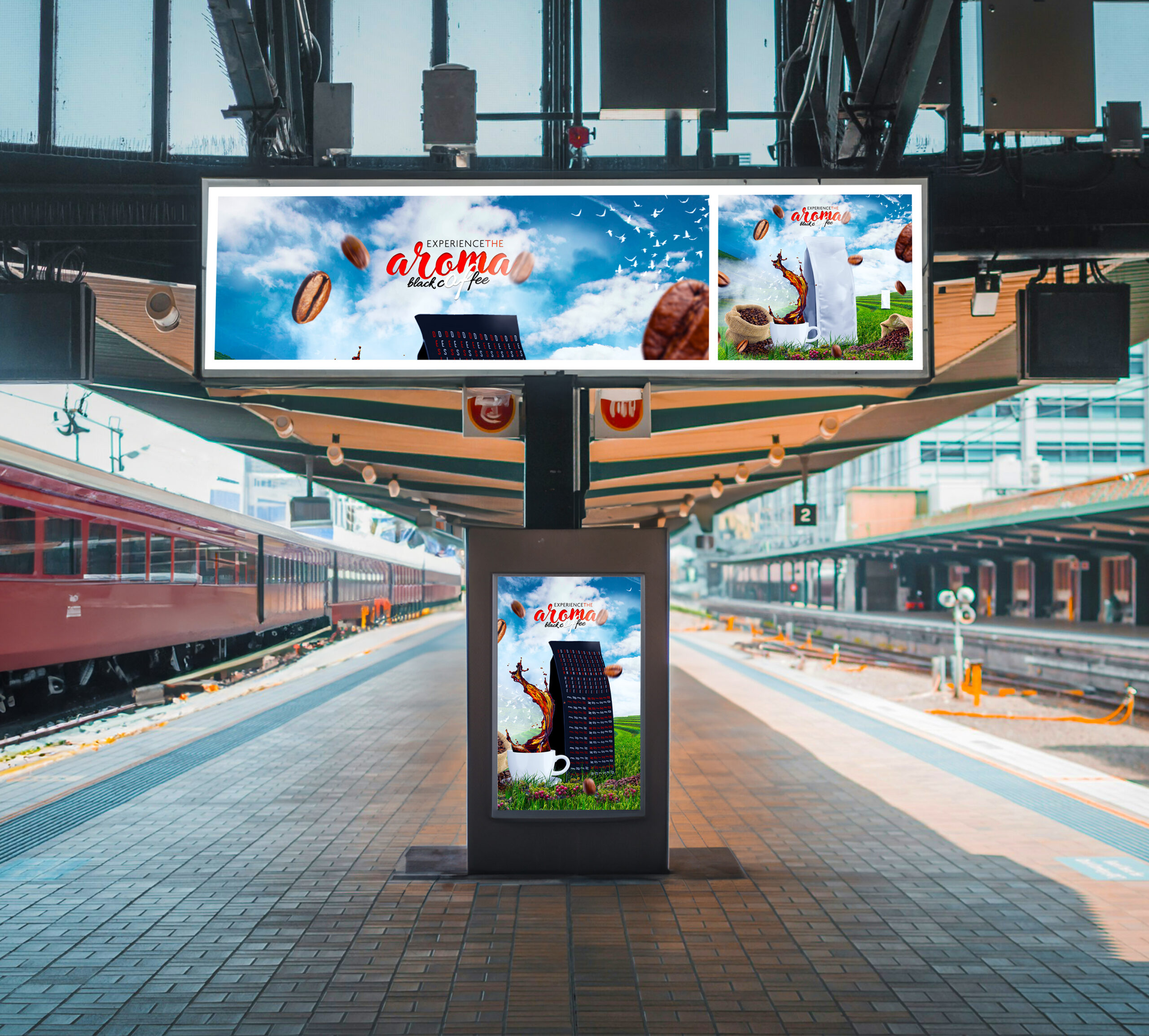 Train Station Advertising Billboard Mockup
