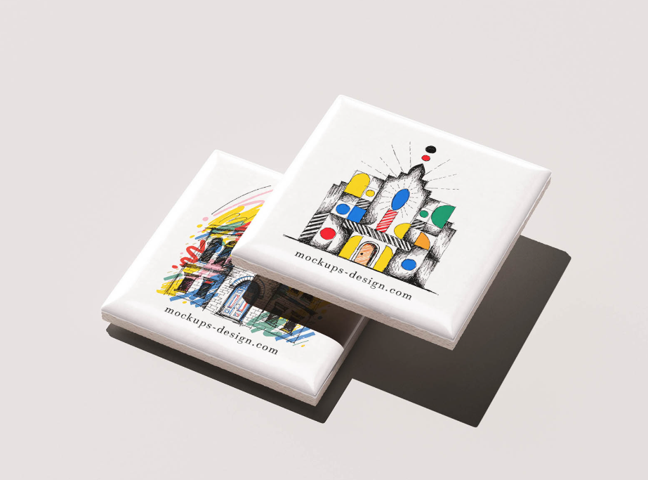 Ceramic Stone Fridge Magnet Mockup for Souvenir & Gift Design