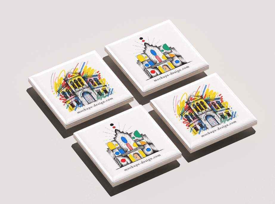 Ceramic Stone Fridge Magnet Mockup for Souvenir & Gift Design