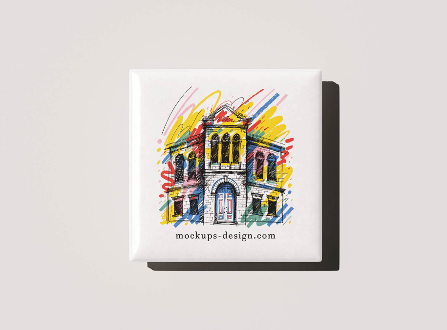 Ceramic Stone Fridge Magnet Mockup for Souvenir & Gift Design