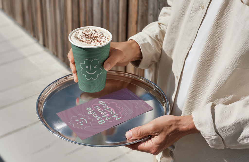 Coffee cup & Menu Mockup for clean cafe