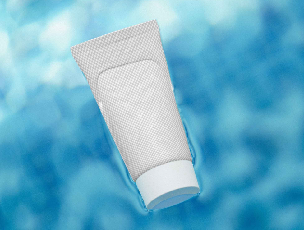 Cream Tube in Water Mockup Cosmetic Packaging