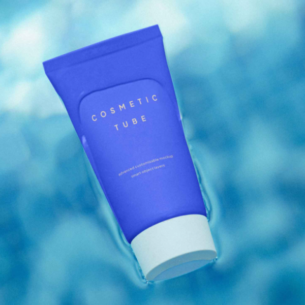 Cream Tube in Water Mockup Cosmetic Packaging