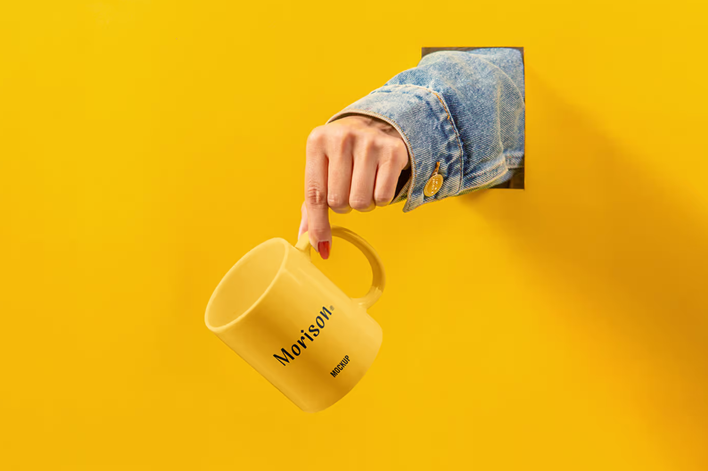 Cup with Hand Mockup Free Download