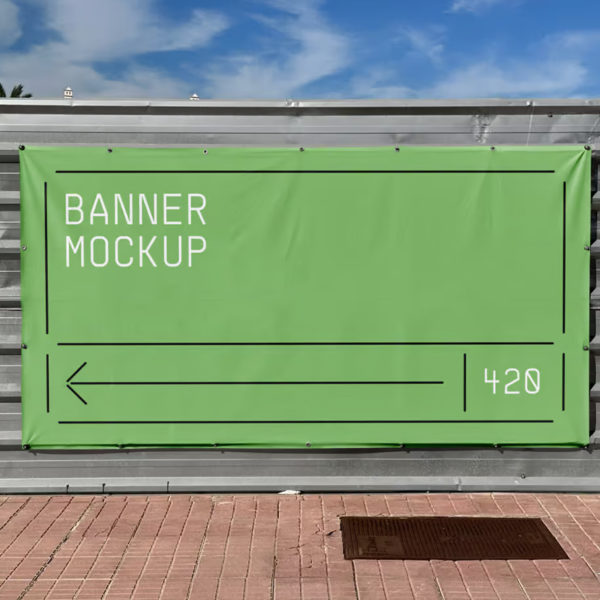 Free Banner on construction Fence Mockup