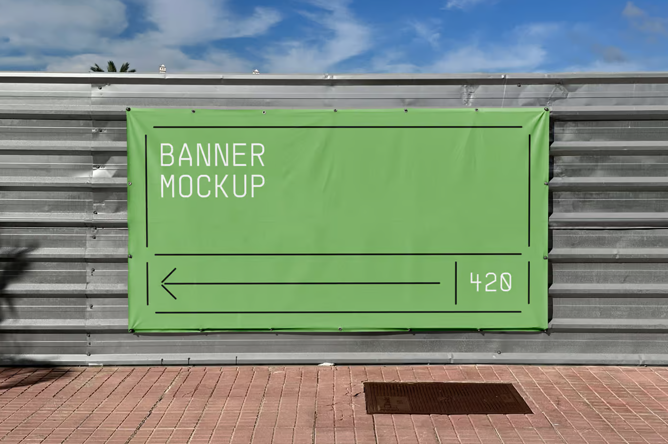 Free Banner on construction Fence Mockup
