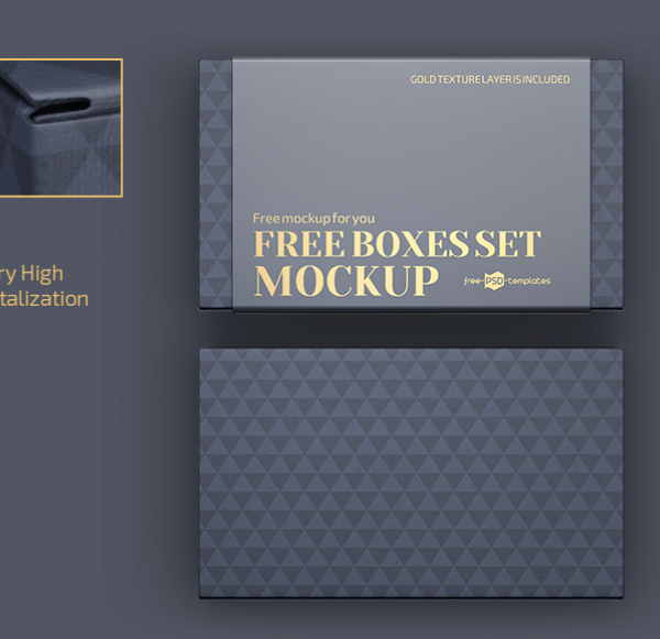 Free Boxes Set Mockup Templates in PSD