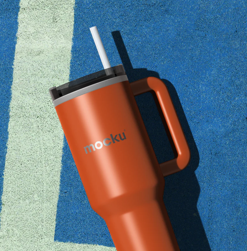 Free Handled Tumbler Mockup with Stickers