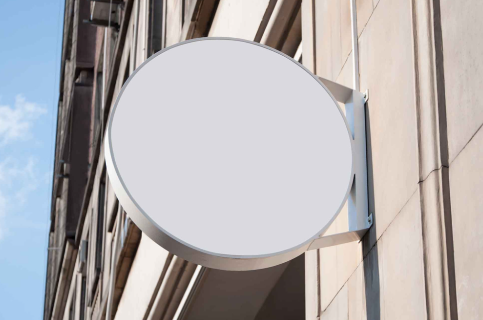 Free Wall Round Sign Mockup Outdoor Branding PSD