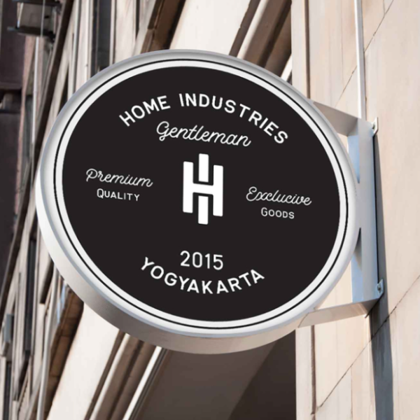 Free Wall Round Sign Mockup Outdoor Branding PSD