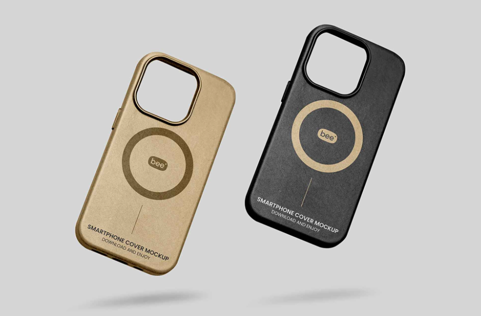 Free iPhone 15 Pro case Mockup Floating PSD