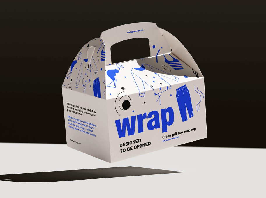 Gable Style Gift Box Mockup Packaging