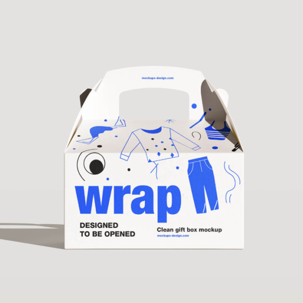 Gable Style Gift Box Mockup Packaging