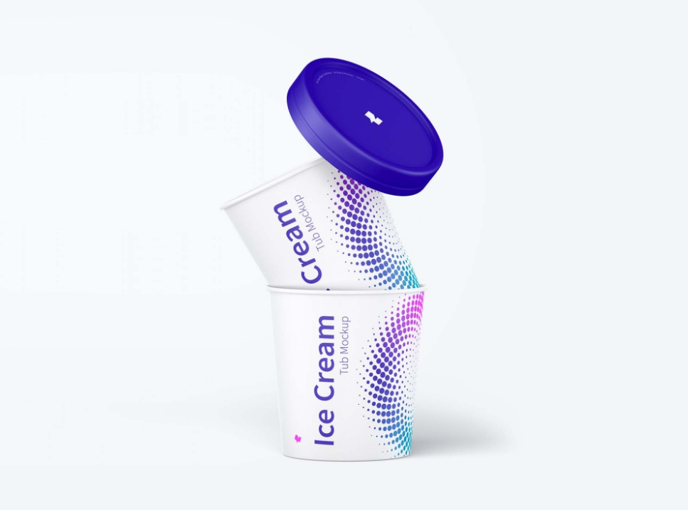 Ice cream Paper Tub Mockup PSD