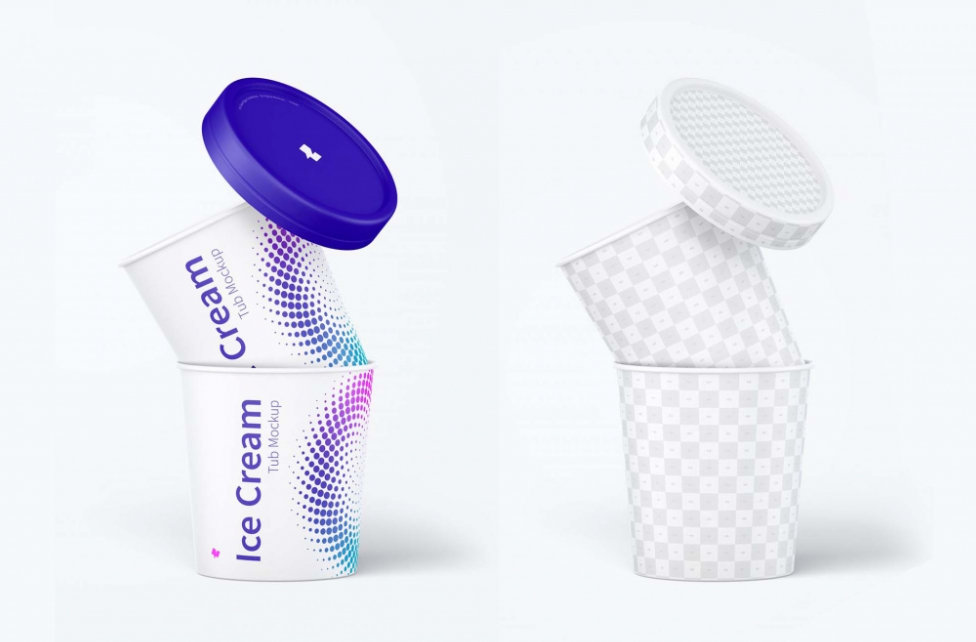 Ice cream Paper Tub Mockup PSD