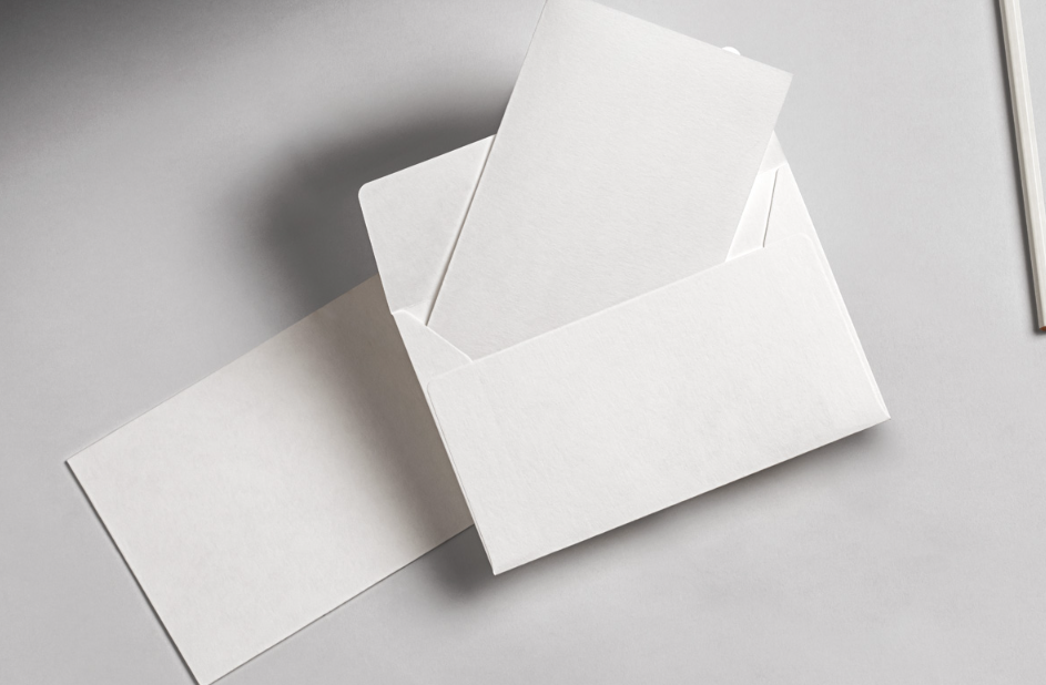 Minimalist Open envelope with Invitation card Free PSD Stationery Mockup
