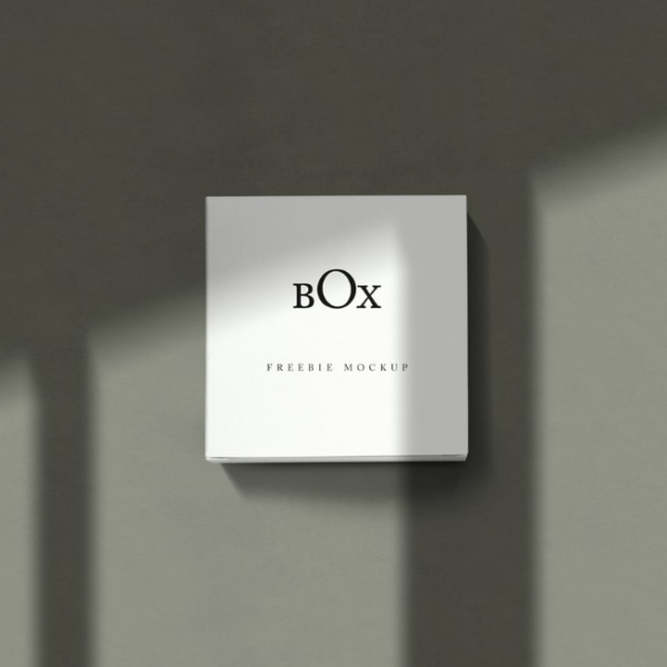 Minimalist Square Box Mockups with Dramatic Shadow effect