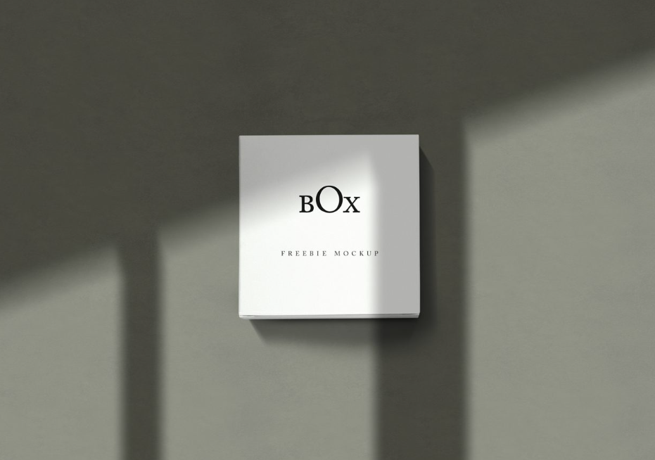 Minimalist Square Box Mockups with Dramatic Shadow effect