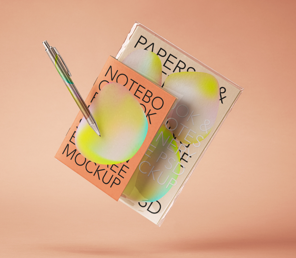 Paper notes PSD notebook Stationery Mockup